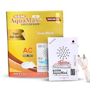 SSM Aquamax ® Digital Display Metal Body Water Tank Alarm with 15 Meter Wire | 220V AC | Wall Mountable | Loud Hindi & English Alerts | 1-Year Warranty | Stainless Steel Sensor | (ACW-3-Wire)
