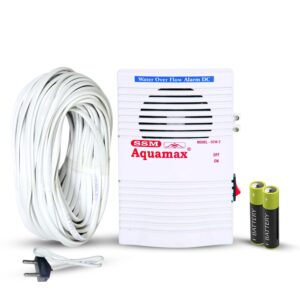 SSM Aquamax ® Water Tank Alarm Bell Overflow Protection - Battery Operated - 15 Meter Wire & Sensors Included - Loud Human Voice in Hindi and English - 1 Year Warranty (DCW-2 - Wire)